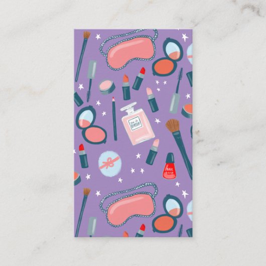 ヴィンテージ美しいメイクアップアーティストライトパープル 名刺 (正面)