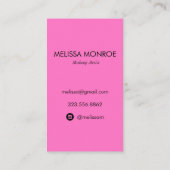 ヴィンテージ美しいメイクアップアーティスト、ホットピンク 名刺 (裏面)