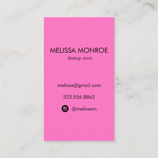 ヴィンテージ美しいメイクアップアーティスト、ホットピンク 名刺 (裏面)