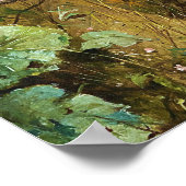 ヴィンテージ美しいレディーブルーリボンホワイト花 ポスター (角)