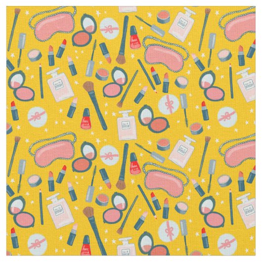 ヴィンテージ美しい化粧品模様 ファブリック (クローズアップ)