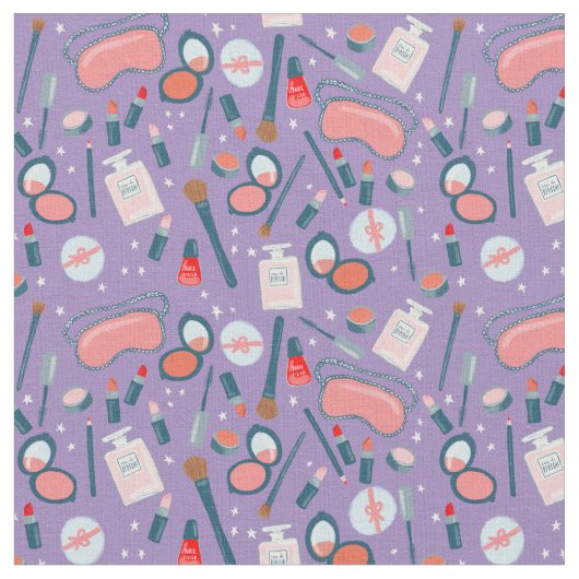 ヴィンテージ美しい化粧品模様 ファブリック (クローズアップ)