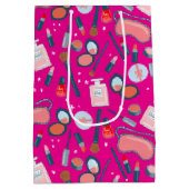 ヴィンテージ美しい化粧品花嫁ブライダルメイクアップ ミディアムペーパーバッグ (裏面)