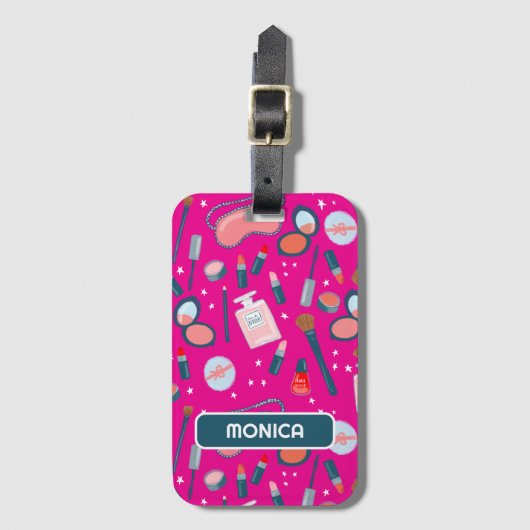 ヴィンテージ美しい化粧品花嫁メイクアップアーティスト ラゲッジタグ (正面縦)