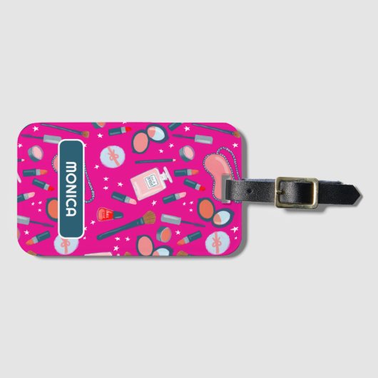 ヴィンテージ美しい化粧品花嫁メイクアップアーティスト ラゲッジタグ (正面横)