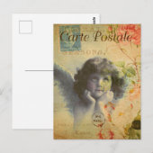 ヴィンテージ美しい小さな女の子エンジェルチャイルドフランスの ポストカード (正面/裏面)