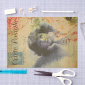 ヴィンテージ美しい小さな女の子エンジェルチャイルドフランスの 薄葉紙 (クラフト)