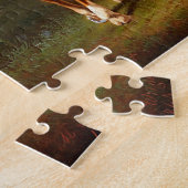 ヴィンテージ美しい白い茶色の黒馬 ジグソーパズル (側面)