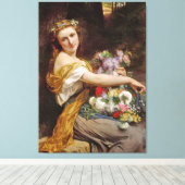 ヴィンテージ美しい花屋ガール キャンバスプリント (インサイチュ (ウッドフロア))