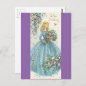 ヴィンテージ美しい誕生日 ポストカード (正面/裏面)