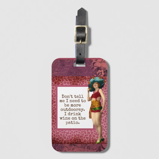 ヴィンテージ美しい飲用ワおもしろいイン ラゲッジタグ (正面縦)