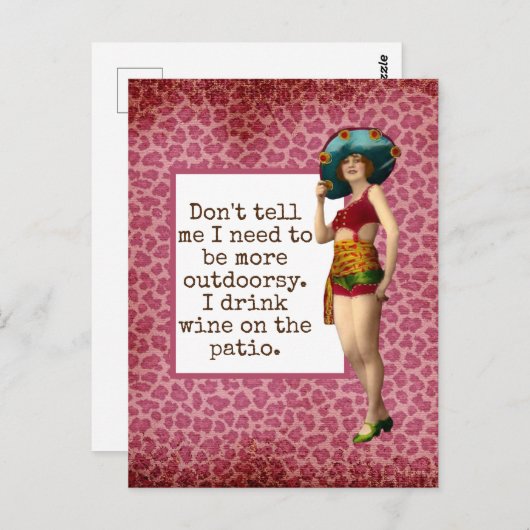 ヴィンテージ美しい飲用ワインおもしろい引用文 ポストカード (正面/裏面)