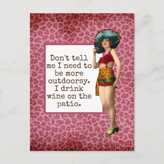 ヴィンテージ美しい飲用ワインおもしろい引用文 ポストカード (正面)