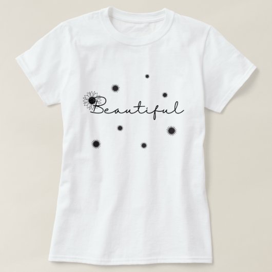 ヴィンテージ美しい黒ひまわり花フローラ Tシャツ (デザイン正面)