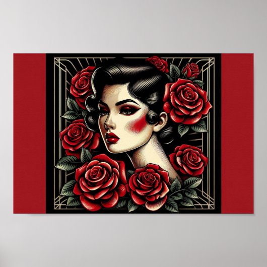 ヴィンテージ美しい:アールデコバラ女王 ポスター (正面)
