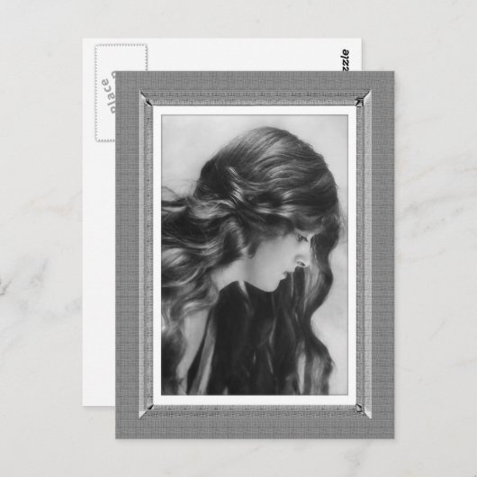 ヴィンテージ美しい-クラシック美しい – 白黒 ポストカード (正面/裏面)