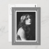 ヴィンテージ美しい – ドリーミング – 白黒 ポストカード (正面/裏面)