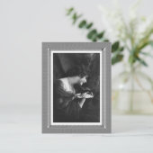 ヴィンテージ美しい – パールネックレス – 白黒 ポストカード (スタンド正面)