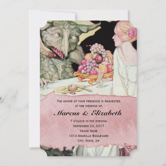 ヴィンテージ美しい&ビースト結婚式招待状 招待状 (裏面)
