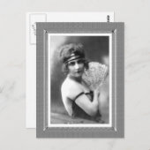 ヴィンテージ美しい – ファン – 白黒 ポストカード (正面/裏面)