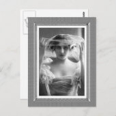 ヴィンテージ美しい-ブライダルベール – 白黒 ポストカード (正面/裏面)