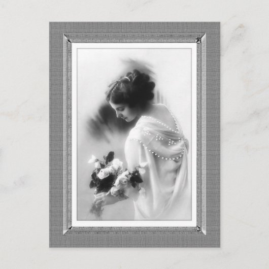 ヴィンテージ美しい – ブーケ – 白黒 ポストカード (正面)