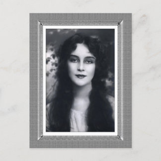 ヴィンテージ美しい – ミステリーウーマン – 白黒 ポストカード