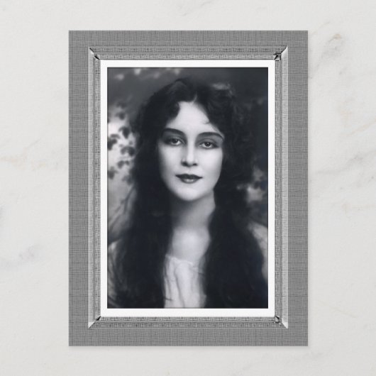 ヴィンテージ美しい – ミステリーウーマン – 白黒 ポストカード (正面)