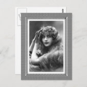 ヴィンテージ美しい – 不安 – 白黒 ポストカード (正面/裏面)