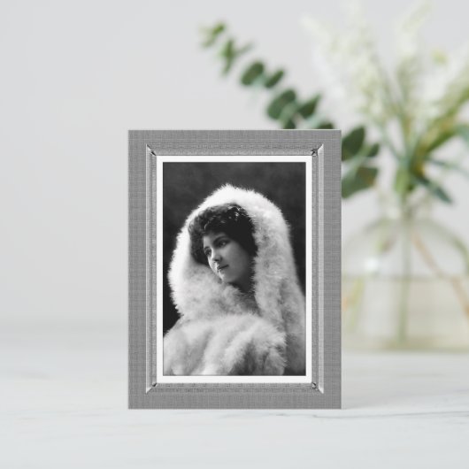 ヴィンテージ美しい – 優しい美しい – 白黒 ポストカード (スタンド正面)