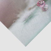 ヴィンテージ美しい、宝石、羽毛グレーピンクティール（緑がかった色） 薄葉紙 (詳細)