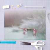 ヴィンテージ美しい、宝石、羽毛グレーピンクティール（緑がかった色） 薄葉紙 (クラフト)