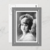 ヴィンテージ美しい – 待機中 – 白黒 ポストカード (正面/裏面)