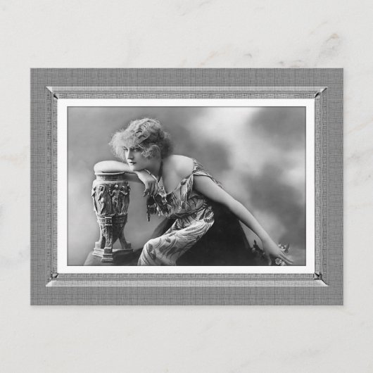 ヴィンテージ美しい – 熟考 – 白黒 ポストカード (正面)