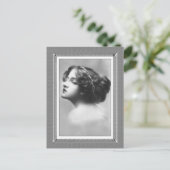 ヴィンテージ美しい – 興味なし – 白黒 ポストカード (スタンド正面)