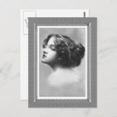 ヴィンテージ美しい – 興味なし – 白黒 ポストカード (正面/裏面)