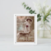 ヴィンテージ美女と犬用はがき ポストカード (スタンド正面)