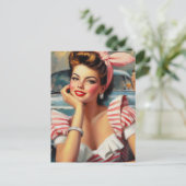 ヴィンテージ美女絵画の子 ポストカード (スタンド正面)