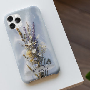 ヴィンテージ美学ワイルドフラワー名前をカスタムする iPhone 16ケース