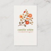 ヴィンテージ美容オレンジレッドフラワーフローラ 名刺 (正面)