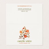 ヴィンテージ美容オレンジレッドフラワーフローラ 名刺 (外部フラット)