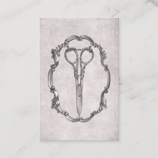 ヴィンテージ美容師アンティークシザー美容院 名刺 (正面)