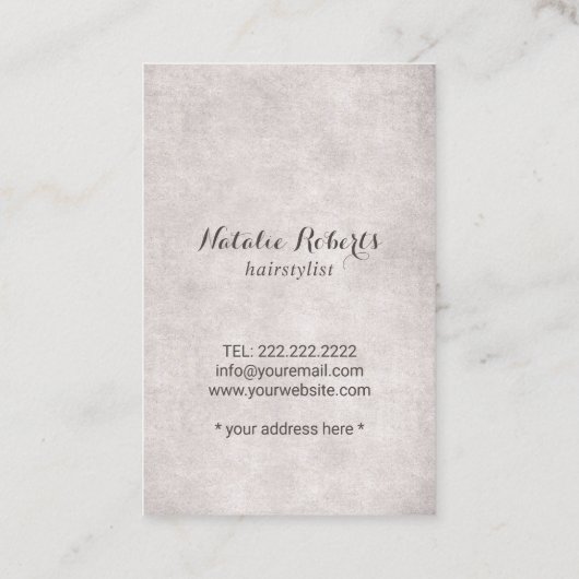 ヴィンテージ美容師アンティークシザー美容院 名刺 (裏面)