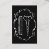 ヴィンテージ美容師シザー&コームイラストレーション 名刺 (正面)