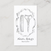 ヴィンテージ美容師シザー&コームヘアドレッサー 名刺 (正面)