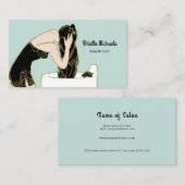 ヴィンテージ美容師レトロ女性シャンプーロングヘア 名刺 (正面/裏面)