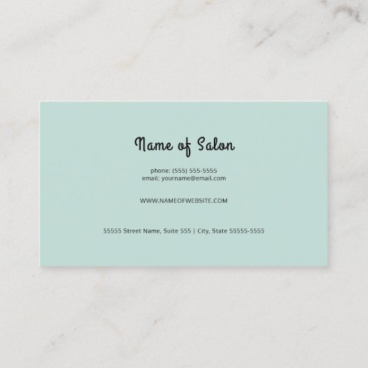 ヴィンテージ美容師レトロ女性シャンプーロングヘア 名刺 (裏面)