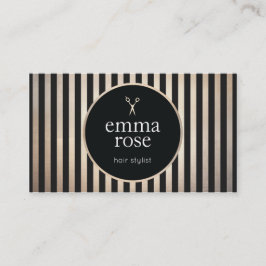 ヴィンテージ美容師金ゴールドブラックストライプシザーズ 名刺