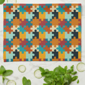 ヴィンテージ美的パズルピースのパターン キッチンタオル (折り畳み)