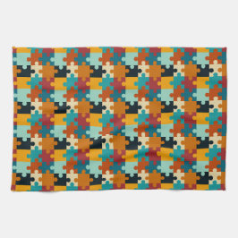ヴィンテージ美的パズルピースのパターン キッチンタオル